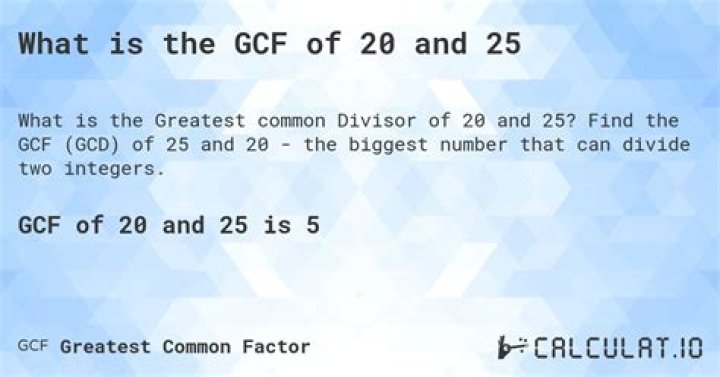 GCF of 25 and 20